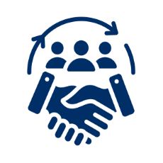 Icon representing on-site and virtual expert deployment for project support.